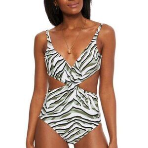 BAR III SUMMER SAGE Hypno Beach Chic Twist-Front One-Piece Swimsuit. Size Small.